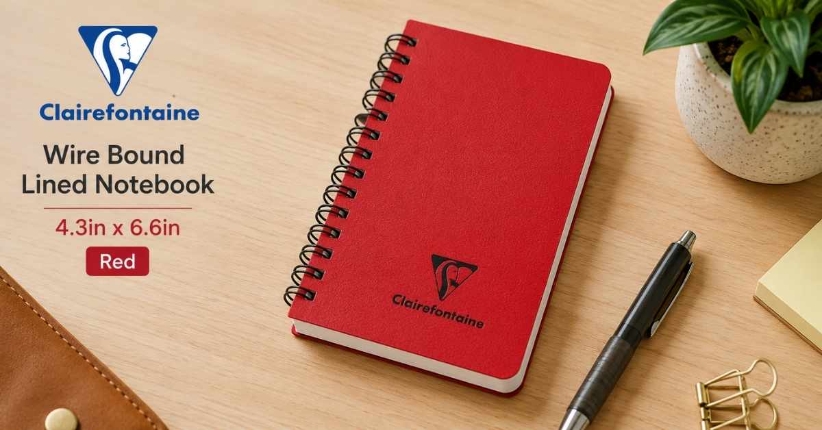 Clairefontaine Wire Bound Lined Notebook 4.3in x 6.6in Red