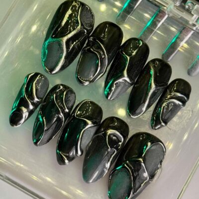 Black Acrylic Almond Shape Nails